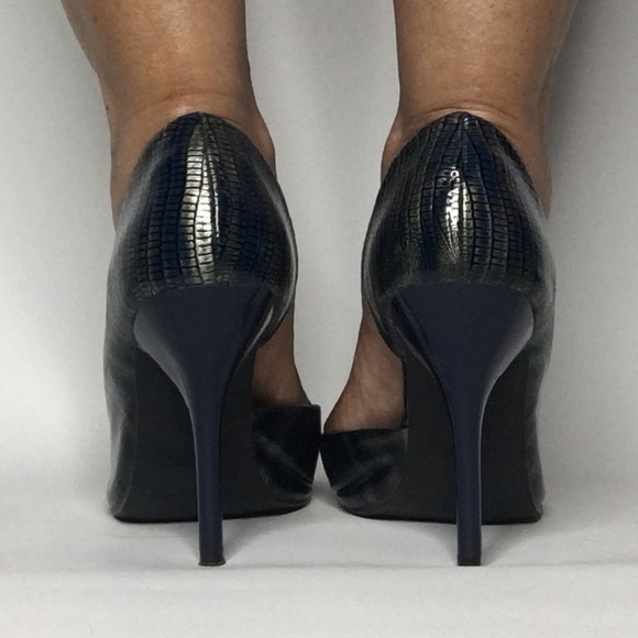 Shoe dazzle size 7 blue/army green snake skin heel - Picture 7 of 9